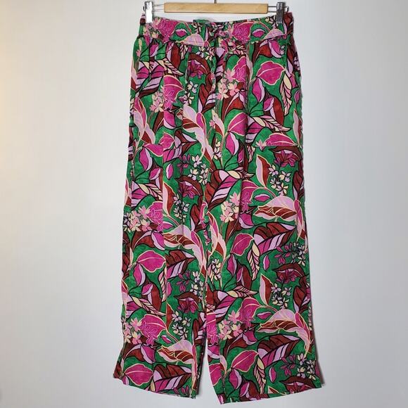 Cynthia Rowley 100% Linen Bright Colorful wide leg Pull on casual pants Size med - Picture 1 of 11